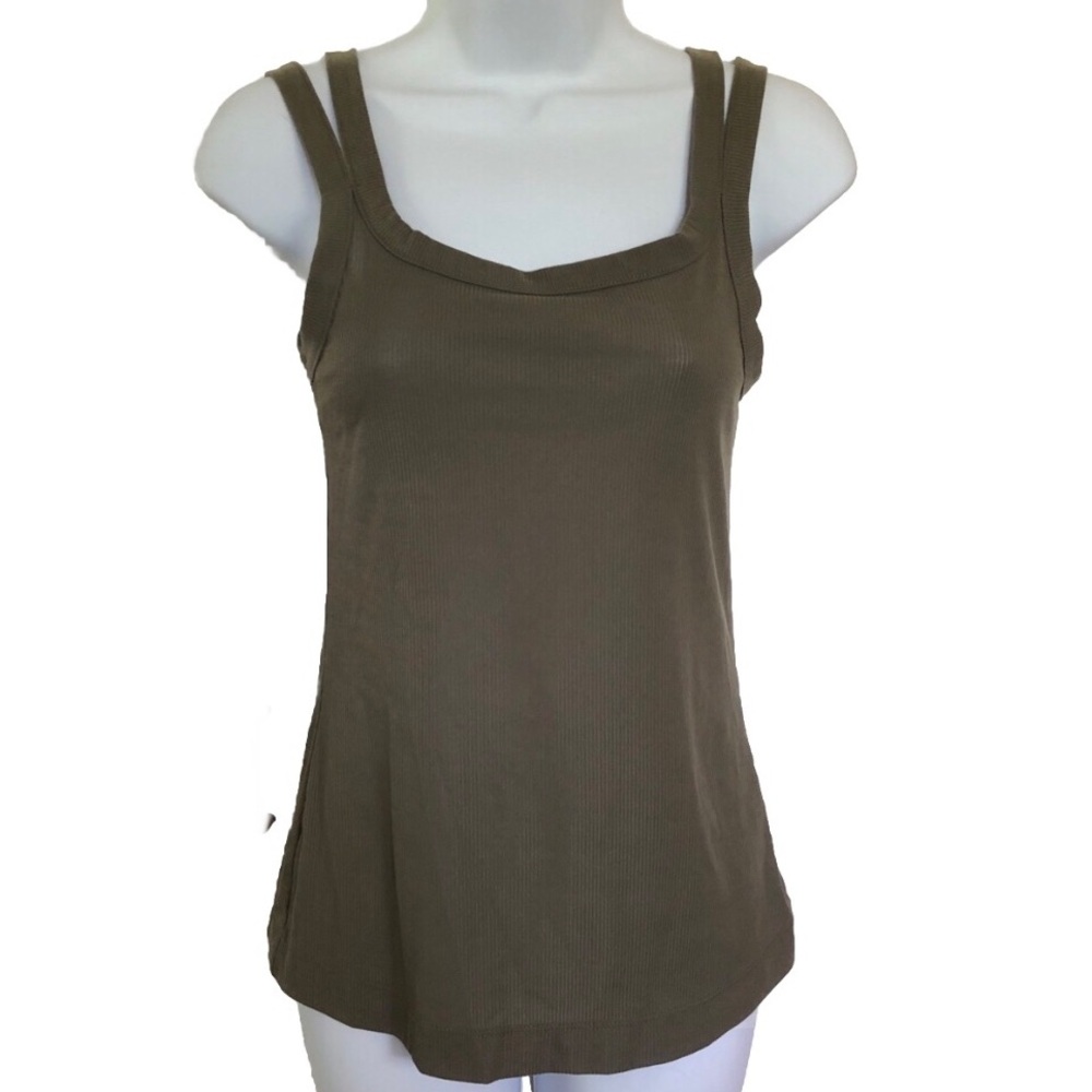 All In Motion Double Strap Scoop Neck Athletic Tank Top - Olive Green size XS